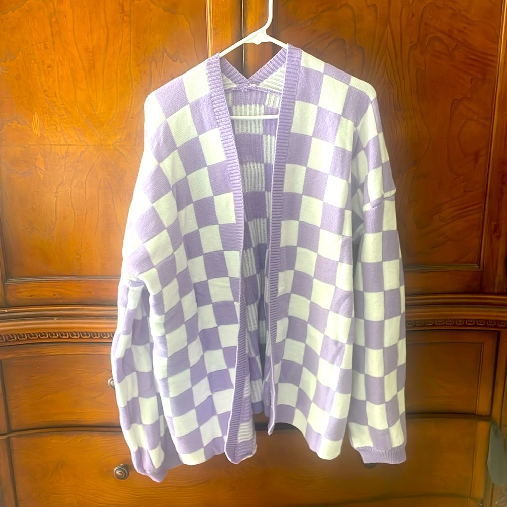 💜Purple check sweater!!